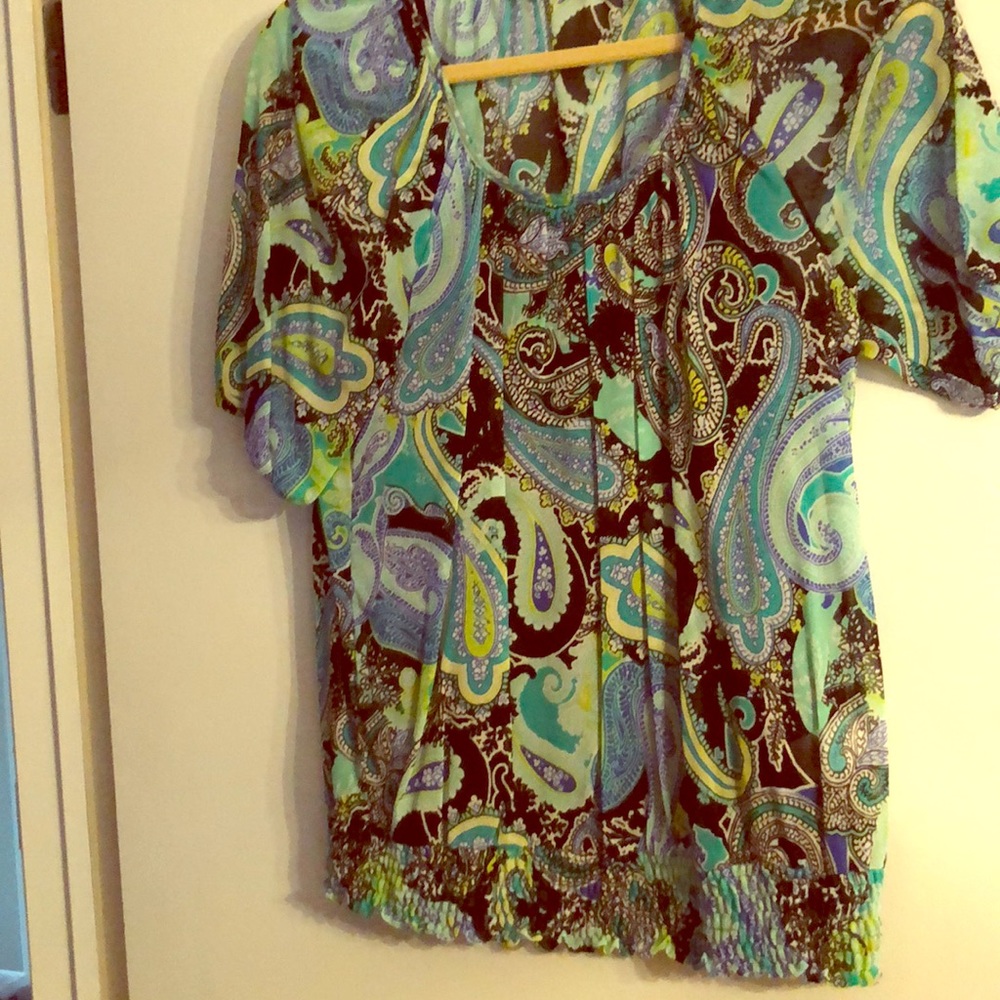 Apt 9 Blues/Black Paisley Print Blouse W/tank -S